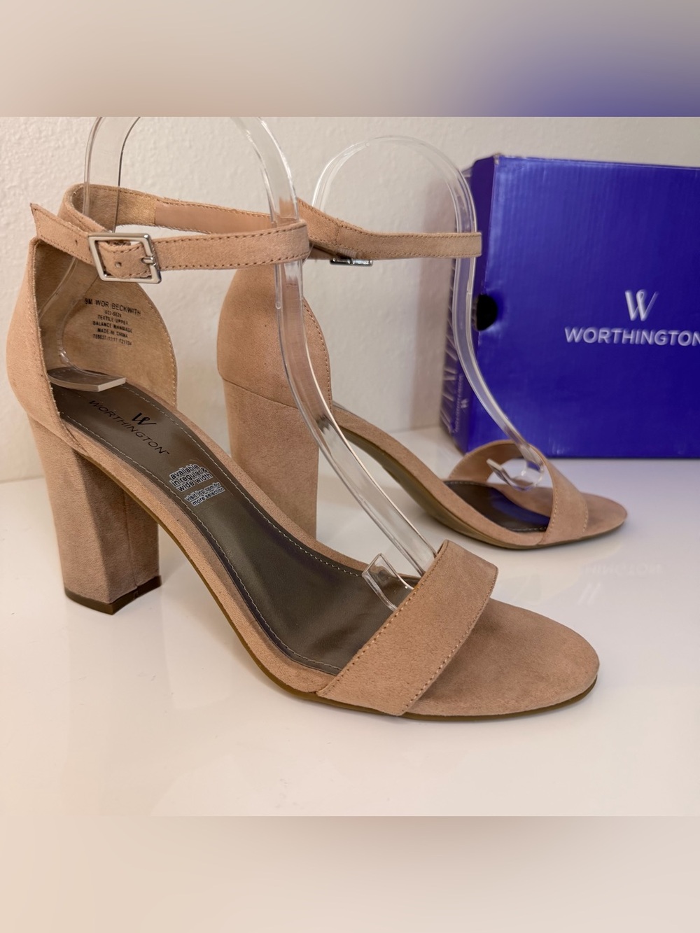 Worthington Tan Suede Block Heel Sandals